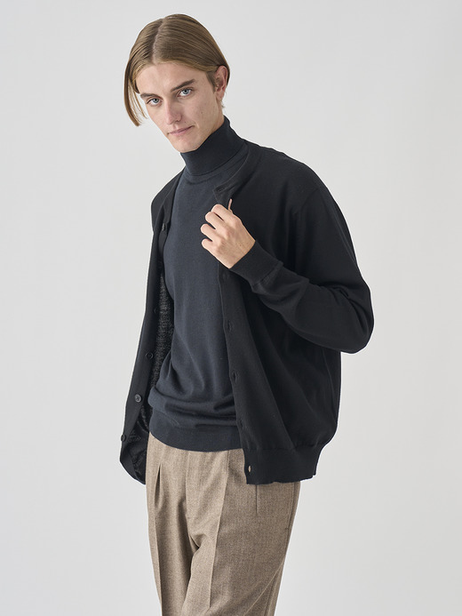 クルーネック長袖ニットカーディガン | A4790 | 24G MODERN FIT 詳細画像 BLACK 5