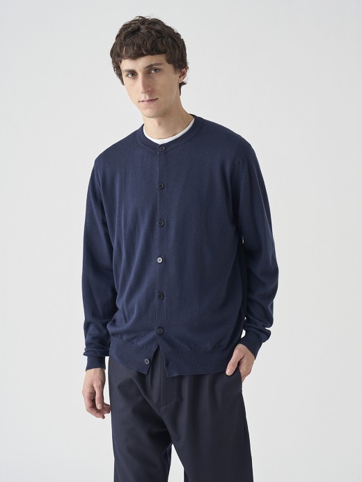 クルーネック長袖ニットカーディガン | A4790 | 24G MODERN FIT 詳細画像 MIDNIGHT 1