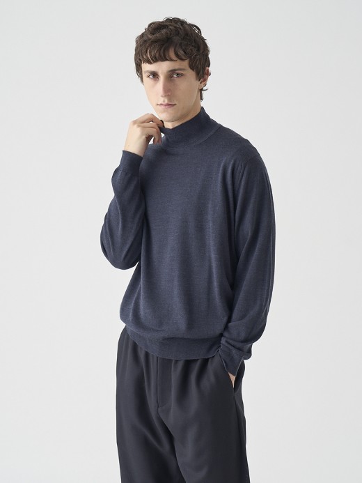 シングルモックネック長袖ニットプルオーバー | A4802 | 30G MODERN FIT 詳細画像 HEPBURN SMOKE 2