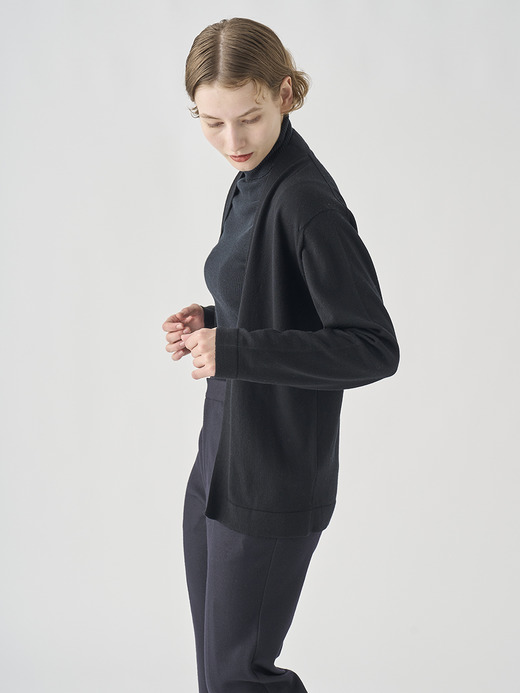 ［UNISEX］ノーカラーボタンレス長袖ニットカーディガン | A4845 | 24G 詳細画像 BLACK 4