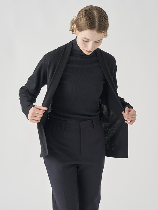 ［UNISEX］ノーカラーボタンレス長袖ニットカーディガン | A4845 | 24G 詳細画像 BLACK 5