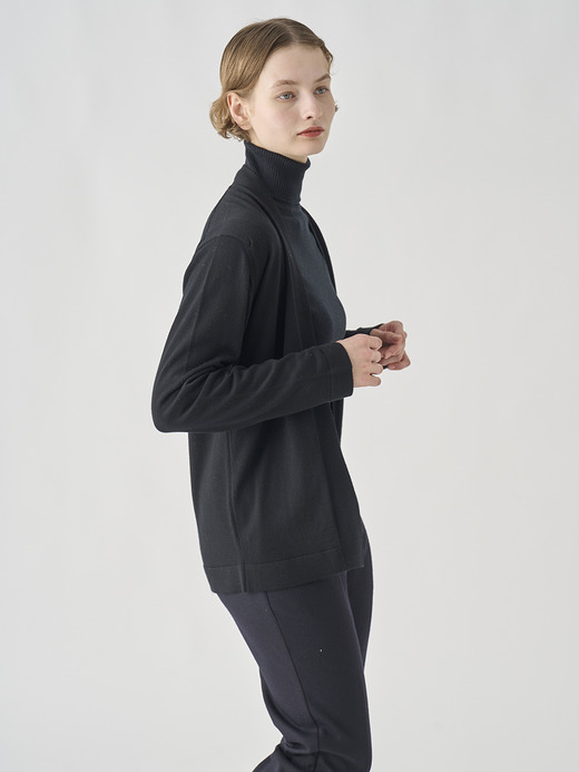 ［UNISEX］ノーカラーボタンレス長袖ニットカーディガン | A4845 | 24G 詳細画像 BLACK 6