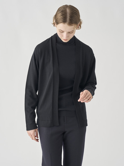 ［UNISEX］ノーカラーボタンレス長袖ニットカーディガン | A4845 | 24G 詳細画像 BLACK 7
