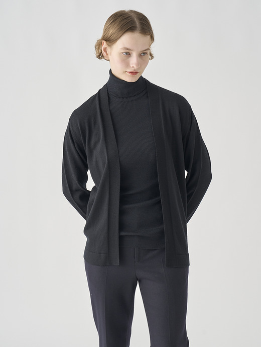 ［UNISEX］ノーカラーボタンレス長袖ニットカーディガン | A4845 | 24G 詳細画像 BLACK 8