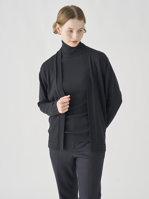 ［UNISEX］ノーカラーボタンレス長袖ニットカーディガン | A4845 | 24G 詳細画像 BLACK 9