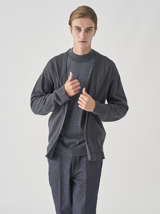 ［UNISEX］ノーカラーボタンレス長袖ニットカーディガン | A4845 | 24G 詳細画像 CHARCOAL 5