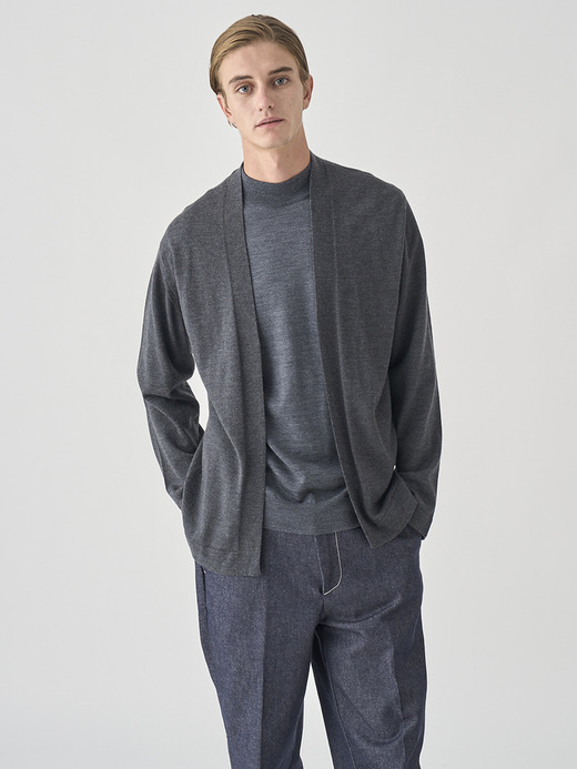 ［UNISEX］ノーカラーボタンレス長袖ニットカーディガン | A4845 | 24G 詳細画像 CHARCOAL 6