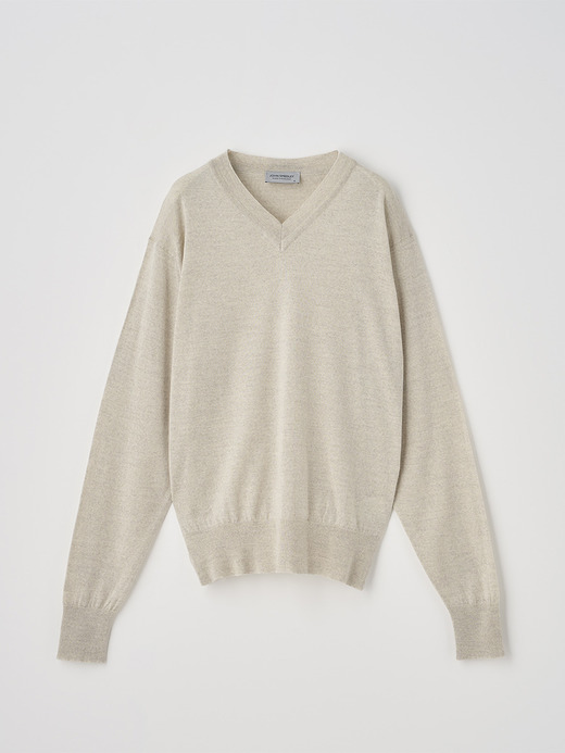 Vネックワイド長袖ニットプルオーバー | A4891 | 30G 詳細画像 GREY FLEECE 1