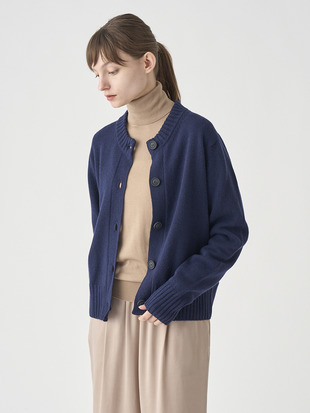 ［Eco Cashmere］カシミヤ混 クルーネック長袖ニットカーディガン | A4894 | 7G