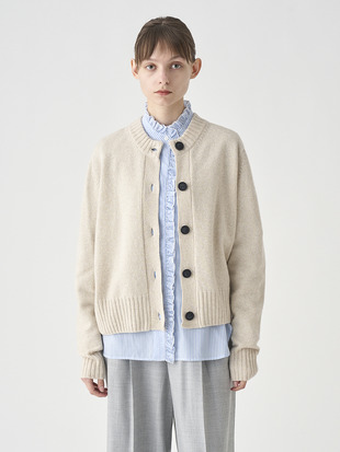 ［Eco Cashmere］カシミヤ混 クルーネック長袖ニットカーディガン | A4894 | 7G