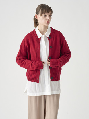 ［Eco Cashmere］カシミヤ混 クルーネック長袖ニットカーディガン | A4894 | 7G