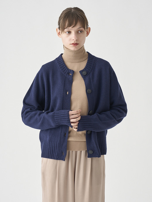 ［Eco Cashmere］カシミヤ混 クルーネック長袖ニットカーディガン | A4894 | 7G 詳細画像 MIDNIGHT 4