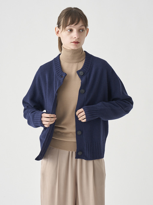 ［Eco Cashmere］カシミヤ混 クルーネック長袖ニットカーディガン | A4894 | 7G 詳細画像 MIDNIGHT 6