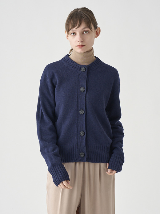 ［Eco Cashmere］カシミヤ混 クルーネック長袖ニットカーディガン | A4894 | 7G 詳細画像 MIDNIGHT 7