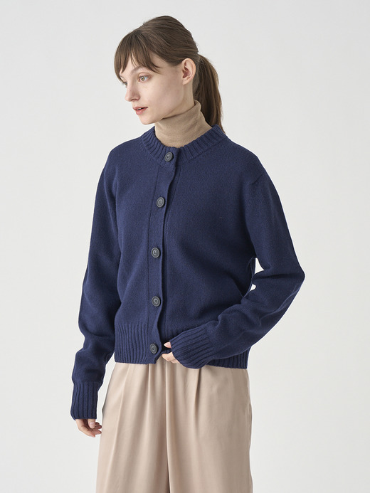 ［Eco Cashmere］カシミヤ混 クルーネック長袖ニットカーディガン | A4894 | 7G 詳細画像 MIDNIGHT 9