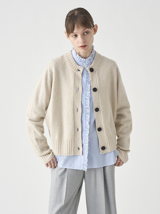 ［Eco Cashmere］カシミヤ混 クルーネック長袖ニットカーディガン | A4894 | 7G 詳細画像 PAMPAS 4