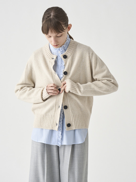 ［Eco Cashmere］カシミヤ混 クルーネック長袖ニットカーディガン | A4894 | 7G 詳細画像 PAMPAS 6