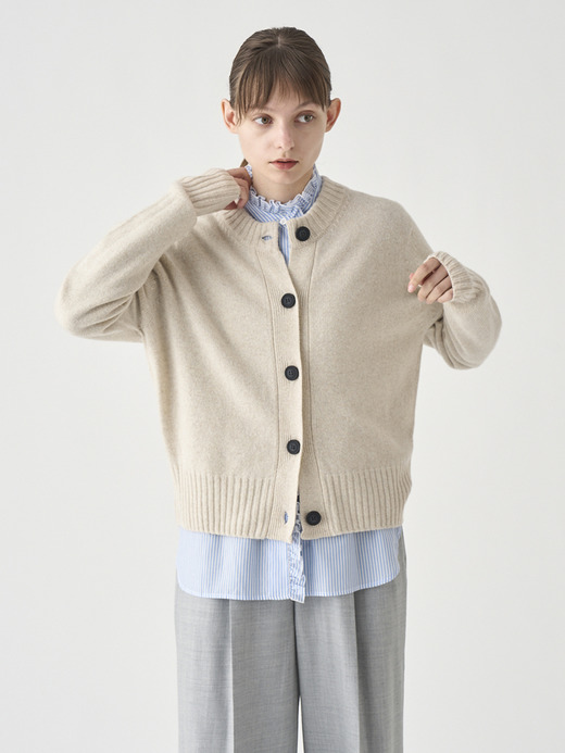 ［Eco Cashmere］カシミヤ混 クルーネック長袖ニットカーディガン | A4894 | 7G 詳細画像 PAMPAS 8