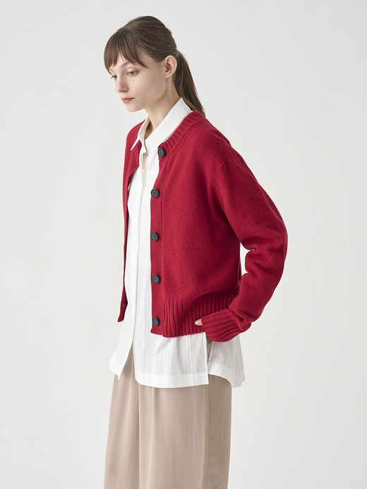 ［Eco Cashmere］カシミヤ混 クルーネック長袖ニットカーディガン | A4894 | 7G 詳細画像 VERMILLION 3