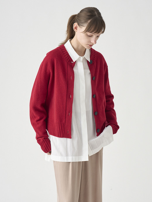 ［Eco Cashmere］カシミヤ混 クルーネック長袖ニットカーディガン | A4894 | 7G 詳細画像 VERMILLION 7