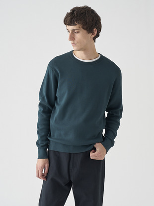 ［Sea Island Cotton］インターロック長袖コットンニットプルオーバー | A4896 | 30G