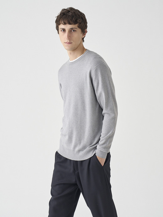 ［Sea Island Cotton］インターロック長袖コットンニットプルオーバー | A4896 | 30G 詳細画像 SILVER 4