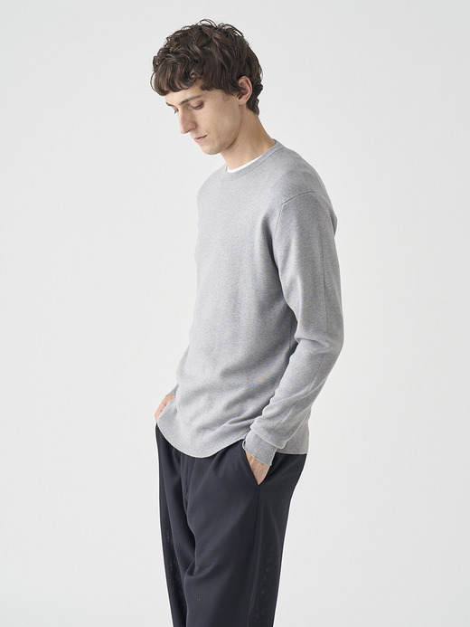 ［Sea Island Cotton］インターロック長袖コットンニットプルオーバー | A4896 | 30G 詳細画像 SILVER 5