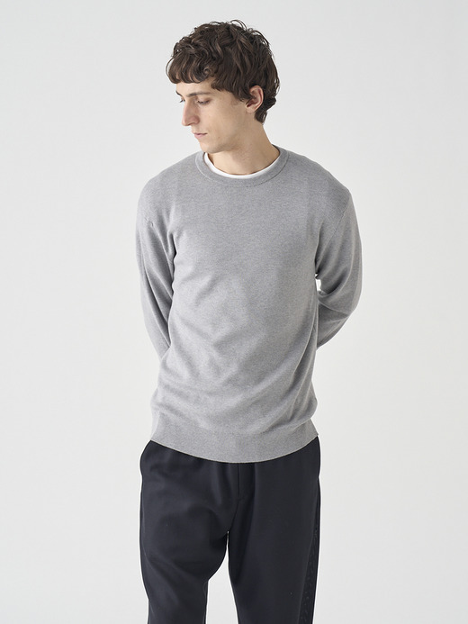 ［Sea Island Cotton］インターロック長袖コットンニットプルオーバー | A4896 | 30G 詳細画像 SILVER 6