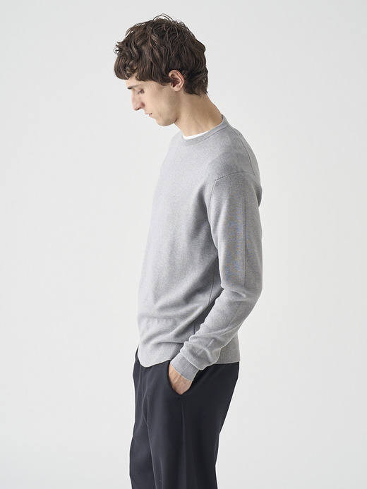 ［Sea Island Cotton］インターロック長袖コットンニットプルオーバー | A4896 | 30G 詳細画像 SILVER 8