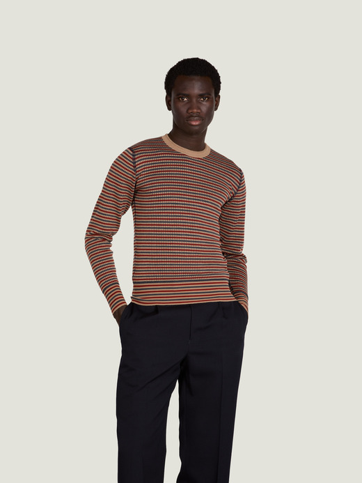 【JOHN SMEDLEY×WALES BONNER】Crew-neck multi-striped jumper｜A4947 詳細画像 NO1(A4947) 9