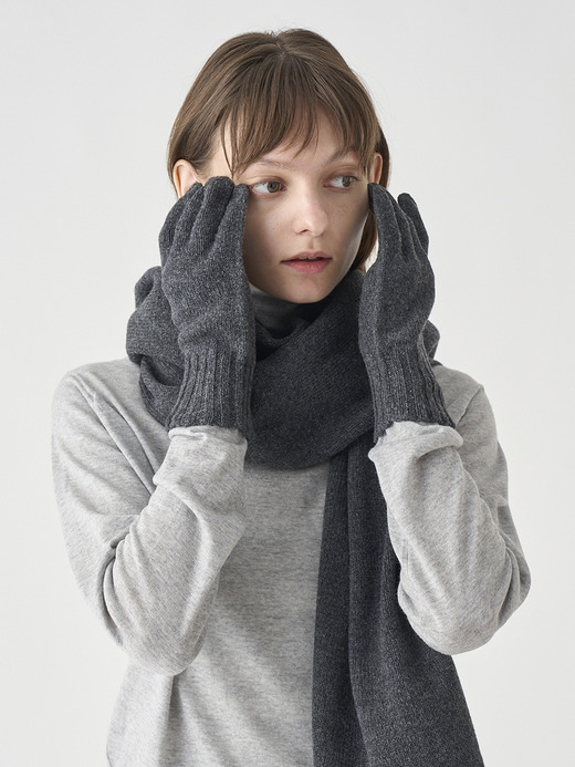 ［Eco Cashmere］カシミヤ混 ニットグローブ| CALOW | 5G 詳細画像 DARK ASH 1