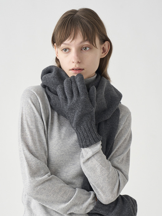 ［Eco Cashmere］カシミヤ混 ニットグローブ| CALOW | 5G 詳細画像 DARK ASH 3