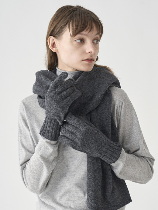 ［Eco Cashmere］カシミヤ混 ニットグローブ| CALOW | 5G 詳細画像 DARK ASH 4