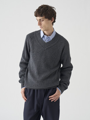 ［Eco Cashmere］カシミヤ混 Vネックニットプルオーバー | CARDEN | EASY FIT 7G