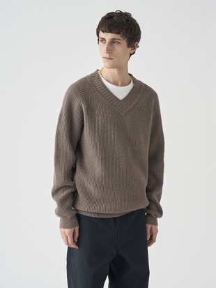 ［Eco Cashmere］カシミヤ混 Vネックニットプルオーバー | CARDEN | EASY FIT 7G