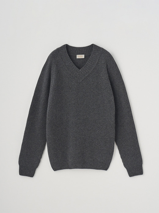 ［Eco Cashmere］カシミヤ混 Vネックニットプルオーバー | CARDEN | EASY FIT 7G 詳細画像 DARK ASH 2