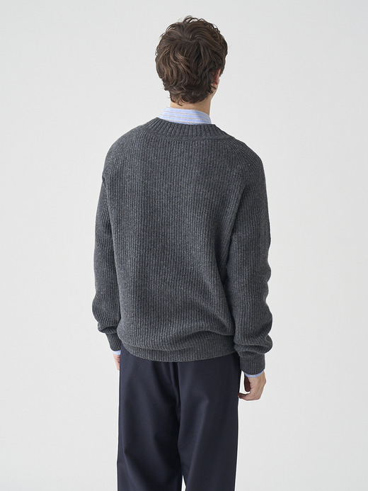［Eco Cashmere］カシミヤ混 Vネックニットプルオーバー | CARDEN | EASY FIT 7G 詳細画像 DARK ASH 9