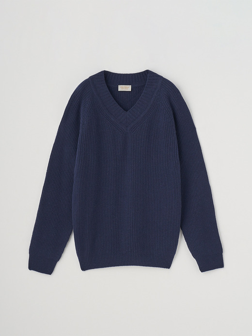 ［Eco Cashmere］カシミヤ混 Vネックニットプルオーバー | CARDEN | EASY FIT 7G 詳細画像 MIDNIGHT 1