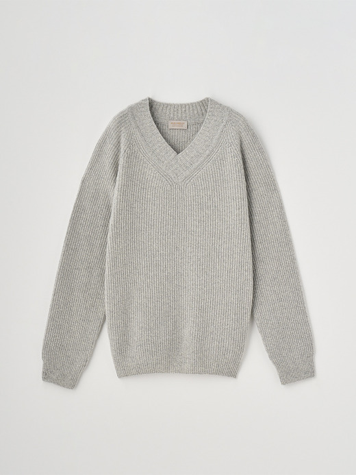 ［Eco Cashmere］カシミヤ混 Vネックニットプルオーバー | CARDEN | EASY FIT 7G 詳細画像 POLAR 1