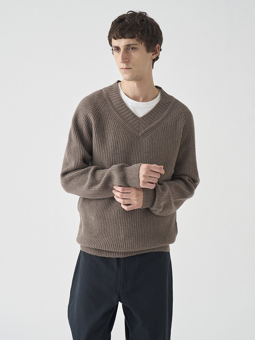 ［Eco Cashmere］カシミヤ混 Vネックニットプルオーバー | CARDEN | EASY FIT 7G 詳細画像 TOAST 4