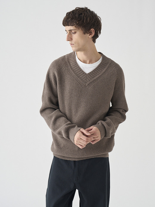 ［Eco Cashmere］カシミヤ混 Vネックニットプルオーバー | CARDEN | EASY FIT 7G 詳細画像 TOAST 5