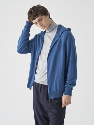 フルジップアップ長袖ニットフーディー | CARTY | 24G EASY FIT