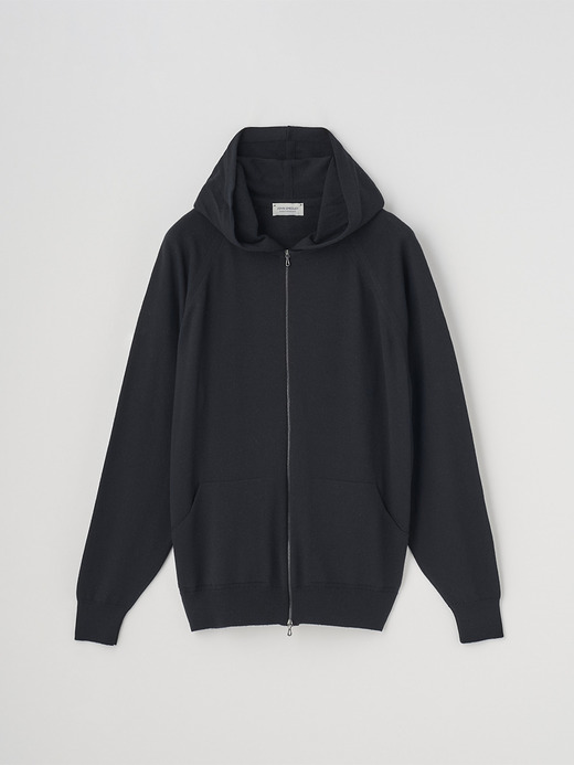 フルジップアップ長袖ニットフーディー | CARTY | 24G EASY FIT 詳細画像 BLACK 1