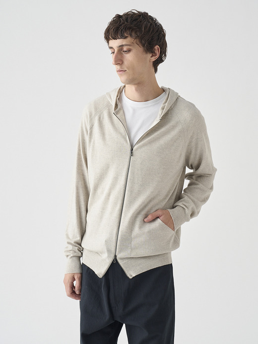 フルジップアップ長袖ニットフーディー | CARTY | 24G EASY FIT 詳細画像 GREY FLEECE 3