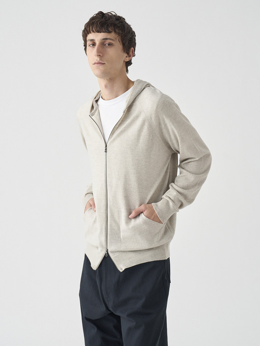 フルジップアップ長袖ニットフーディー | CARTY | 24G EASY FIT 詳細画像 GREY FLEECE 5