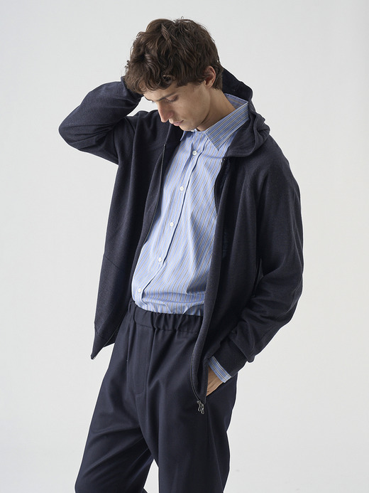 フルジップアップ長袖ニットフーディー | CARTY | 24G EASY FIT 詳細画像 HEPBURN SMOKE 1