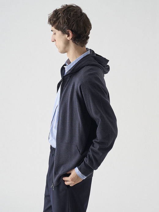 フルジップアップ長袖ニットフーディー | CARTY | 24G EASY FIT 詳細画像 HEPBURN SMOKE 4
