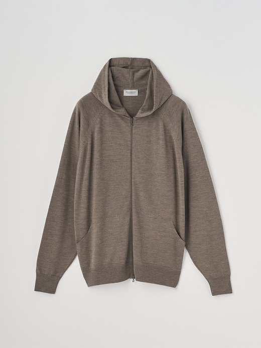 フルジップアップ長袖ニットフーディー | CARTY | 24G EASY FIT 詳細画像 MUSHROOM 1