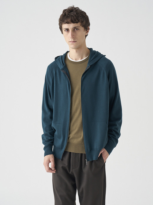 フルジップアップ長袖ニットフーディー | CARTY | 24G EASY FIT 詳細画像 RICHARDSON GREEN 3
