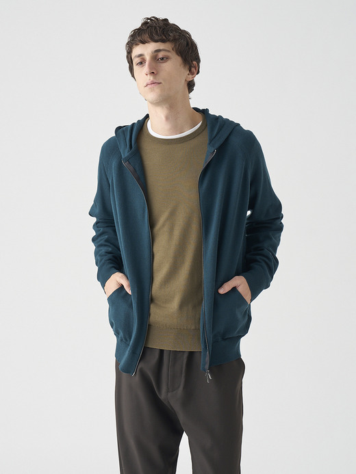 フルジップアップ長袖ニットフーディー | CARTY | 24G EASY FIT 詳細画像 RICHARDSON GREEN 4